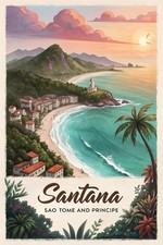 Listing image for Tropical Paradise Santana, Sao Tome and Principe - Vibrant Travel Poster Art Pri