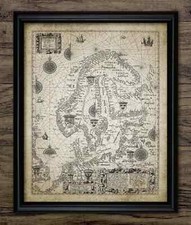 Listing image for Scandinavia Map Print, Viking Wall Art, Vintage North Sea Baltic Map Decor