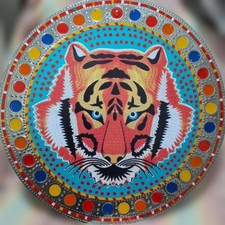 Listing image for Malaika☆Pakistani Deco Tiger Art Tiger Tiger Wall Hanging☆Great deal! folk art
