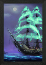 Listing image for Glowing Ghost Pirate Ship Framed Wall Art Poster Canvas Print Picture