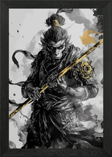 Listing image for Monkey King with Staff Framed Wall Art Poster Canvas Print Picture