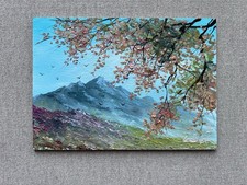 Listing image for Original Mountain Landscape Oil Painting, Small Alpine Wall Art, Impressionist