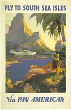 Listing image for Vintage Pan Am Flights to South Pacific Islands Poster Print A3/A4