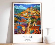 Listing image for 8 Sucre Print, Sucre Travel Poster, Bolivia Travel Print, Tropical Decor, Botani