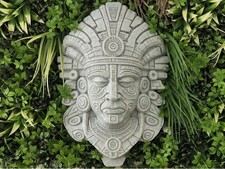 Listing image for Aztec Wall Plaque Mask Sculpture Tribal Warrior Face Decor Multi Colour
