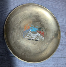 Listing image for Vintage 6" Panama Canal Etched Brass Art Souvenir Wall Plate Travel Decor Plaque
