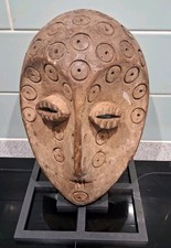Listing image for Kwele Ekuk Mask 1930s Camwood Early Gabon Congo Ritual Used Authentic Tribal Art