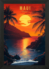 Listing image for Maui Hawaii Travel Poster Framed Wall Art Poster Canvas Print Picture