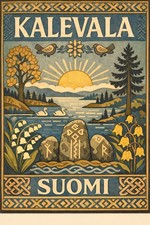 Listing image for Kalevala Finnish Folk Art Poster 🌄 - 24x36” - Premium Matte Paper 200gsm