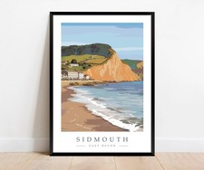 Listing image for Sidmouth Beach Devon Poster | Jurassic Coast Cliff Landscape