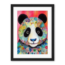 Listing image for Panda Spirit Animal Portrait Modern Folk Art Framed Print Wall Art Picture 18X24