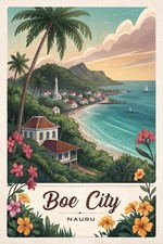 Listing image for Vibrant Boe City, Nauru - Exotic Pacific Islands Travel Poster Art Print A1-A4 P