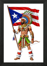 Listing image for Puerto Rican Taino Warrior Framed Wall Art Poster Canvas Print Picture