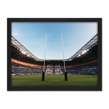 Listing image for Serer Rugby Goal Posts World Cup Stadium Sport Photo Framed Wall Art Print 18X24