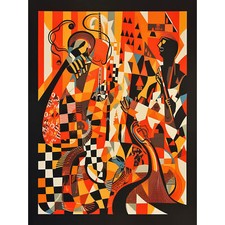 Listing image for Jazz Music Band Musicians Abstract Modern Folk Art Huge Wall Art Poster Print