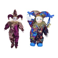 Listing image for Poseable Ceramic Clown Statue Doll With Festival Costume Collectible Display Toy