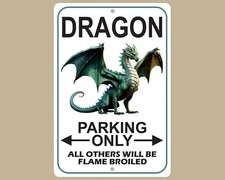 Listing image for Dragon Parking Sign, Mythical Creature Wall Art, Fantasy Dragon Gift Idea