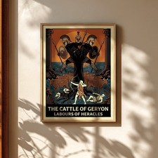 Listing image for Geryon Poster, Greek Mythology Art, Ancient Greece Decor