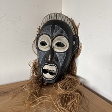 Listing image for Vintage African Tribal Mask hand carved wooden ceremonial