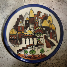 Listing image for Vintage Jerusalem Pottery Plate Hand Painted Old City Holy Land Wall Art Decor