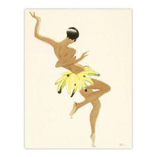 Listing image for Josephine Baker Portrait Dancer Black Pearl Creole Painting Art Print 18x24 Inch