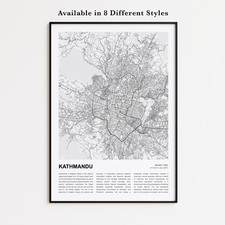 Listing image for Kathmandu City Map Print, Bagmati Travel Poster, Modern Map, Wall Decor Art