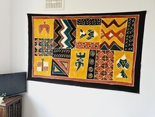 Listing image for Tribal Wall Hanging Handpainted Cotton Epics Rock Art African Polynesian Large.