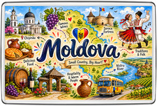 Listing image for Moldova Map Fridge Magnet Travel Souvenir Gift Wine Folk Art Chisinau Poster Art