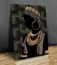 Listing image for African Girl Illustration stone texture canvas print
