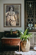 Listing image for Mysterious Tribal Woman Wall Art Print | Original Hand Painted Fine Art Portrait
