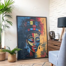 Listing image for African Queen Abstract Tribal Afrocentric Wall Oil 0 2 Art Print Poster Decor Lu