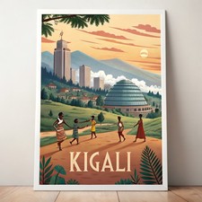 Listing image for Captivating Kigali Rwanda Travel Poster - Vibrant African Cityscape Art Print mo