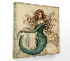Listing image for PRETTY MERMAID WOMAN 2- SQUARE CANVAS ART FLOAT EFFECT/FRAME/POSTER PRINT