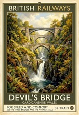 Listing image for British Travel Poster Print A3 Devils Bridge Wales