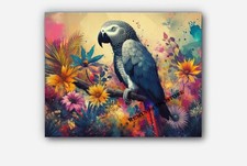 Listing image for Wild African Grey Parrot (Psittacus erithacus) art splashes of paint #2 Reprint