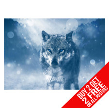 Listing image for WOLF POSTER ANIMAL ART PRINT A4 A3 SIZE -BUY 2 GET ANY 2 FREE