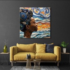 Listing image for Mosaic african woman canvas Wall Art decor abstract art print gift home decor