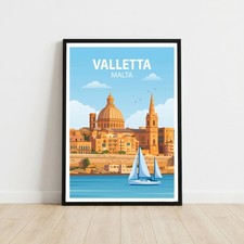 Listing image for Valletta Malta Travel Poster Wall Art Print Framed Unframed